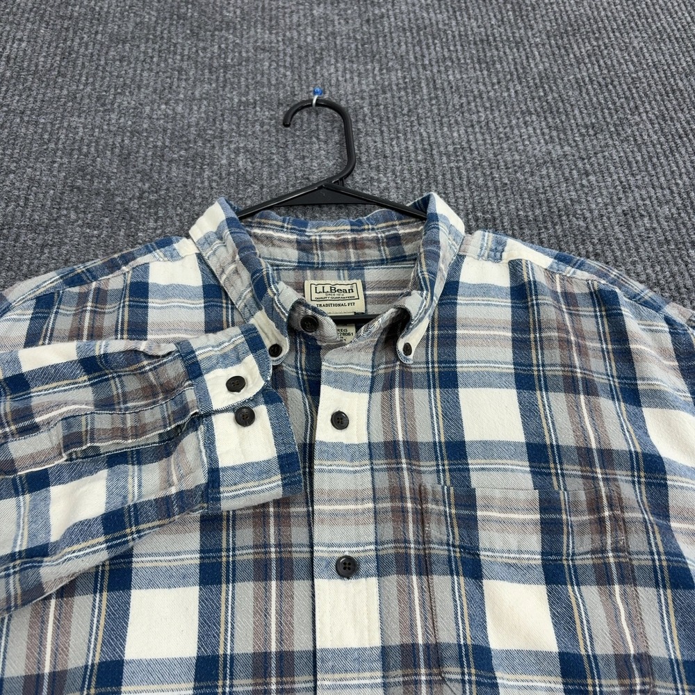 L.L. Bean Button Up Mens XXL Blue Cotton Plaid Flannel Traditional Fit Casual